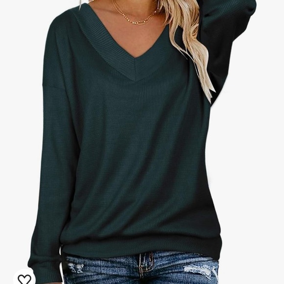 OUGES Sweaters - OUGES women’s Tie Back Knit Tops V Neck Long Sleeve Casual Sweater Pullover